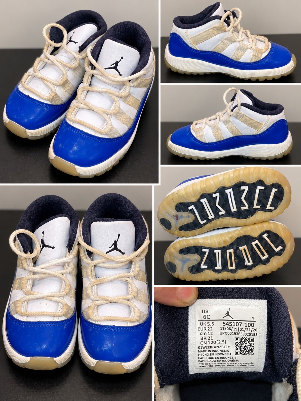 Jordan Kids Blue, White and Tan Retro Basketball Sneakers